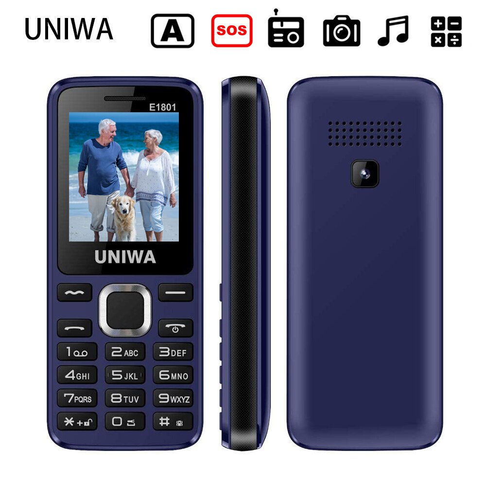 Uniwa E1801 Grande Pulsante Del Telefono mobile per Gli Anziani-sos Funzionalità-doppio SIM carta Del Telefono mobile-Bluetooth-facile da usare