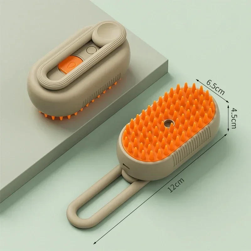 USB oplaadbare 3-in-1 huisdierverzorgingsborstel met stoomspray en massage, anti-vliegend haar elektrische badborstel voor honden- en kattenverlies: Black