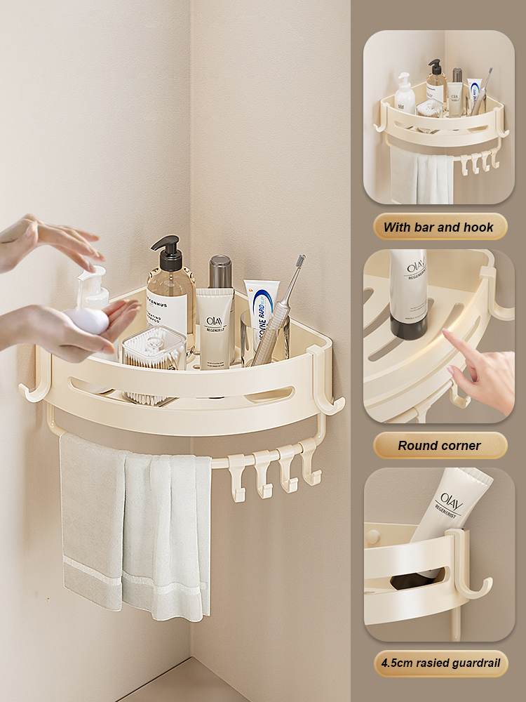 Wandgemonteerd shampoorek, doucheplank, organizer, opbergrek, 1/2/3-- laags shampoorek voor de badkamer.