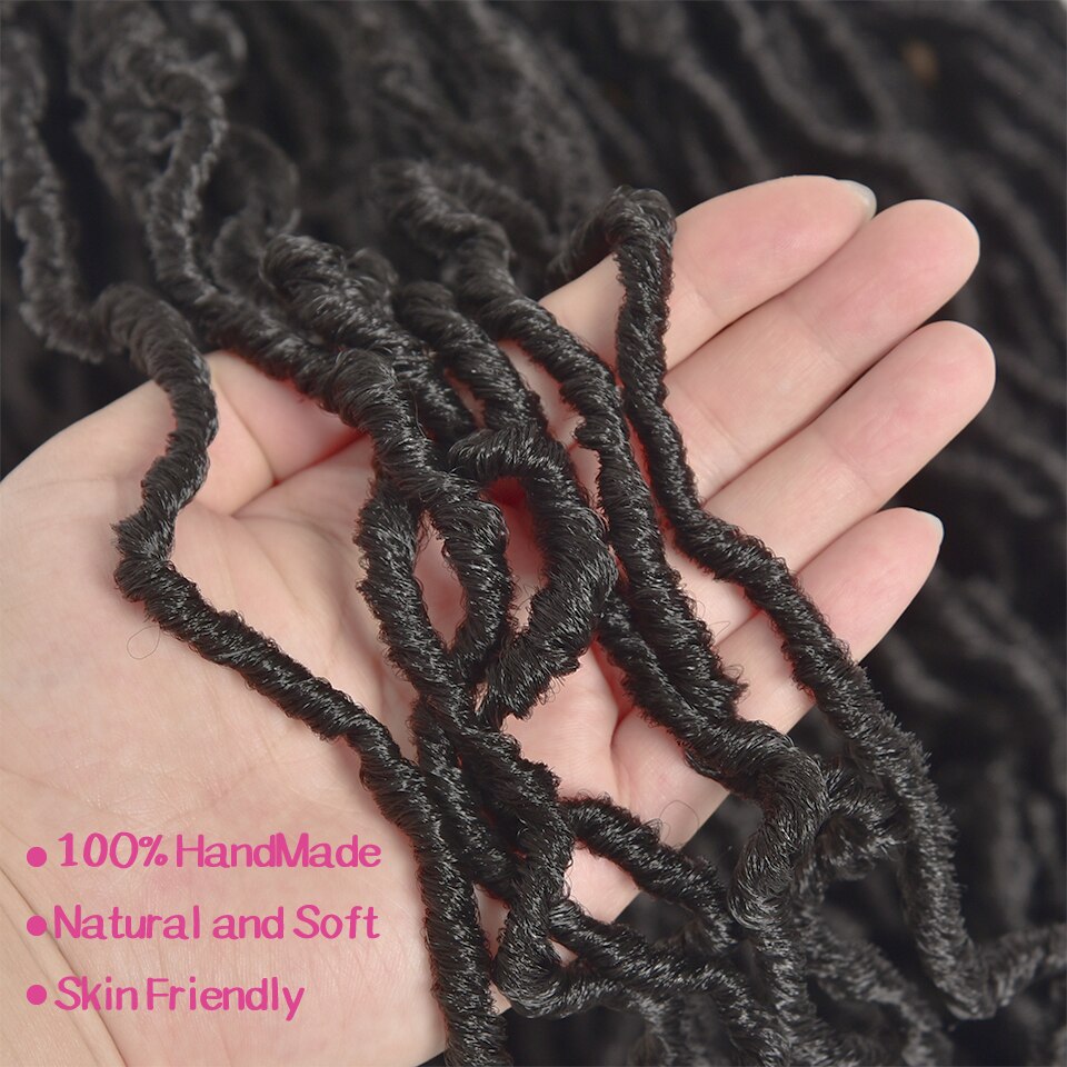 Faux Loc Crochet Hair Curly Synthetic Dreadlocks Soft Messy Boho Ombre Braiding Hair Extension Natural Goddess Nu Locs 36" Felek