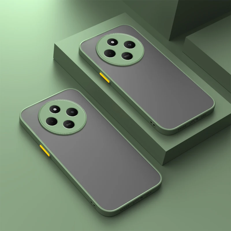 Für Redmi 14C 4G Fall Stoßfest Rüstung Matte 14R 5G Xiaomi kleine Poco C75 Xiaomi stoßstange silikon telefon abdeckung C75 coque fundas: Aluminium / Beige