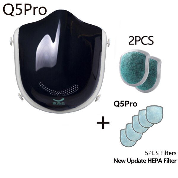 Xiaomi Mijia Q5zawodowiec elektryczna maska robić twarzy z filtrem mężczyźni anty-mgła sterylizacja zapewnia aktywne dostarczanie powietrza jesień zima mgła: BlackB Q5PRO7Filter