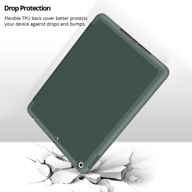 Fodral för ipad 7th generation smart skal med pennhållare för ipad 7 slim hopfällbart ställ silikonfodral för ipad 10.2 funda