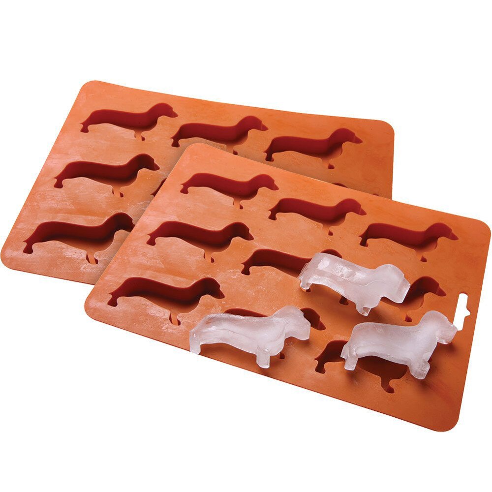 1/2 stücke Lustige Dackel Eis Würfel Tablett Pudding bilden 3D Silikon Hund bilden bilden Süßigkeiten Machen Gelatine Einstellung Küche Zubehör: 2Stck