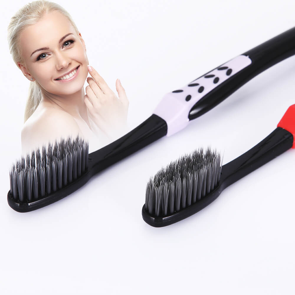 Azdent 8/12 Pcs Sets Bamboe Houtskool Tandenborstel Ultra Zachte Nano Borstel Oral Care 625 Nano-Antibacteriële Tandenborstel Zwarte Koppen