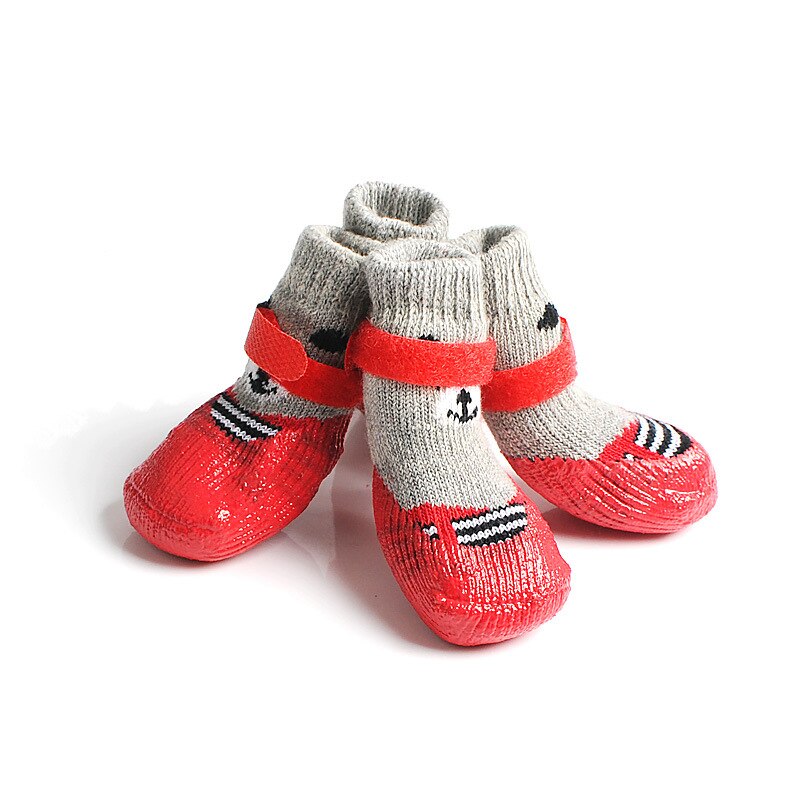 4pcs/Set Waterproof Non-slip Pet Dog Shoes Cotton Rubber Dog Rain Snow Boot Sock for Puppy Large Small Cats Dogs Pet Accessories