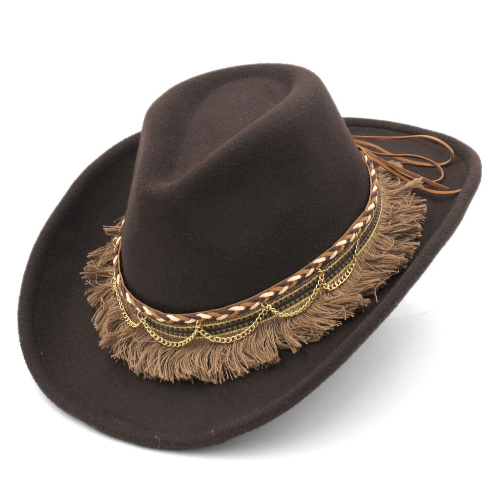Mistdawn Vintage Unisex lana mezcla vaquero occidental gángster Sombrero al aire libre de ala ancha Sombrero padrino sombreros para la Iglesia de Jazz Sombrero: coffee