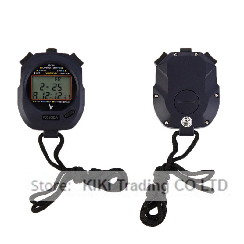 PC3830A Stopwatch Large-screen Digital LCD Timer Handheld Chronograph Timer Stop Watch with Lanyard