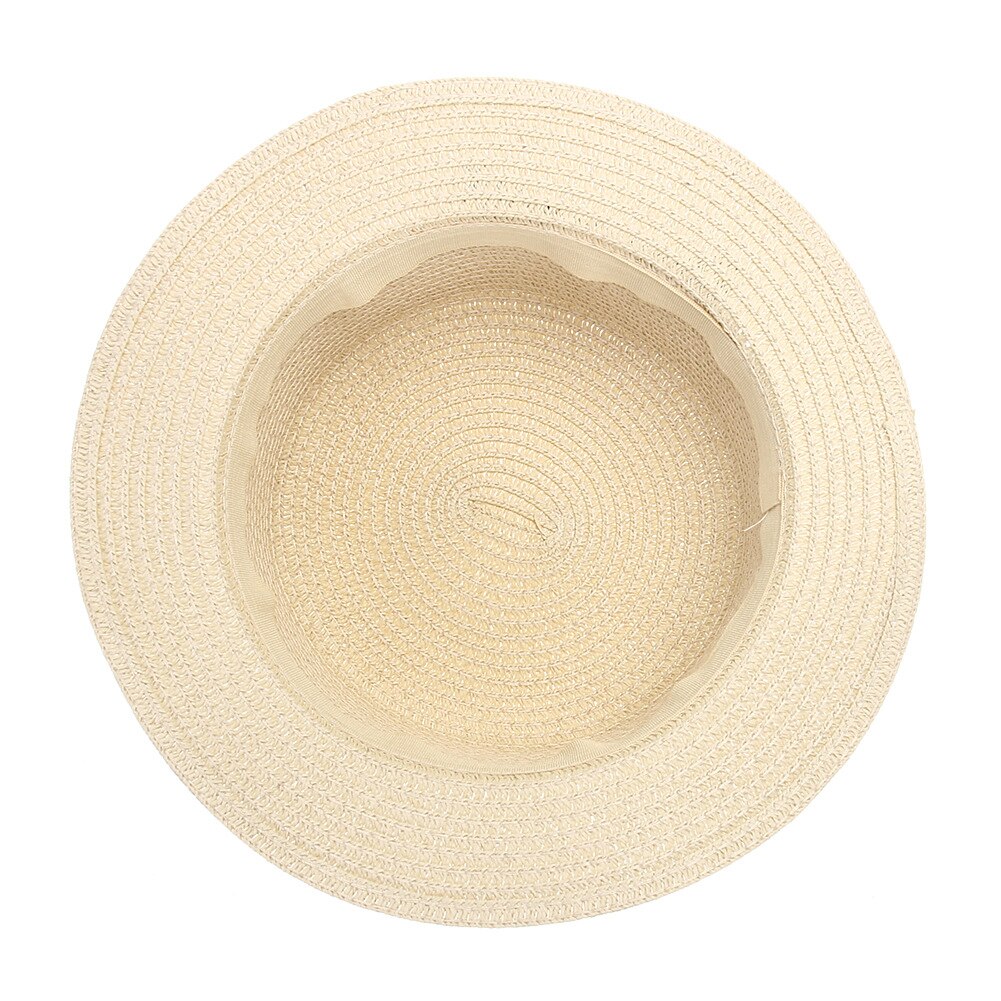 Simple Summer Parent-child Beach Hat Female Casual Panama Hat Lady Women Flat Wide Brim Bowknot Straw cap girls Sun Hat