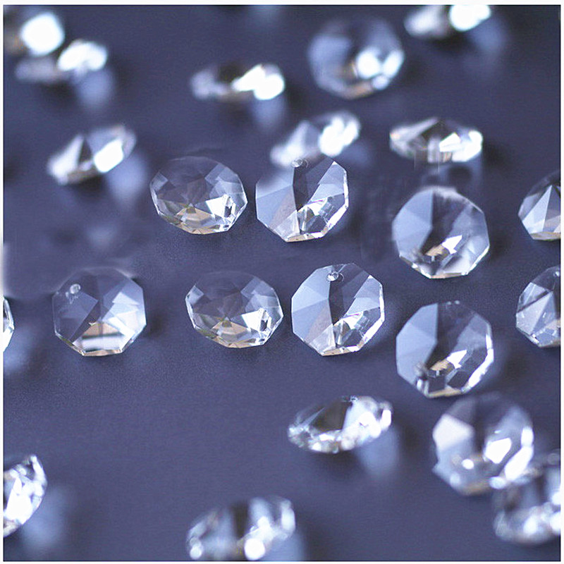 200 stks/partij K9 Clear Crystal Octagon Kralen In een Gat Glas Kroonluchter Verlichting Accessoires Diy Gordijn Kralen