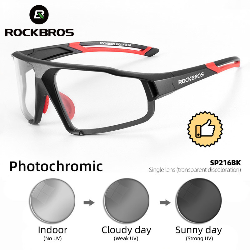 ROCKBROS Fahrradbrille leichte photochrome Brille UV400-Schutz für Herren und Damen Ich bin Freien-Sport Sonnenbrille Fahrradbrille