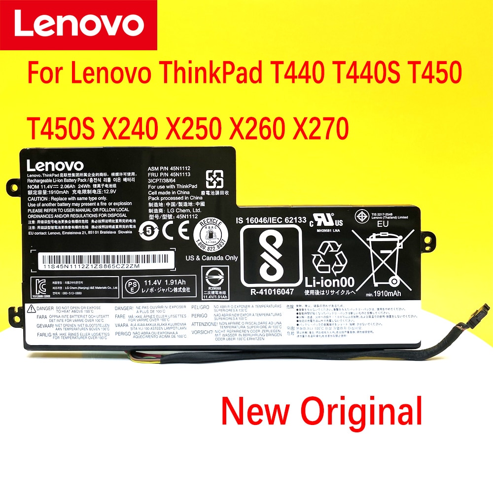 Original Lenovo ThinkPad T440 T440S T450 T450S X240 X250 X260 X270 45N1110 45N1111 45N1112 Laptop battery 11.1V 24WH