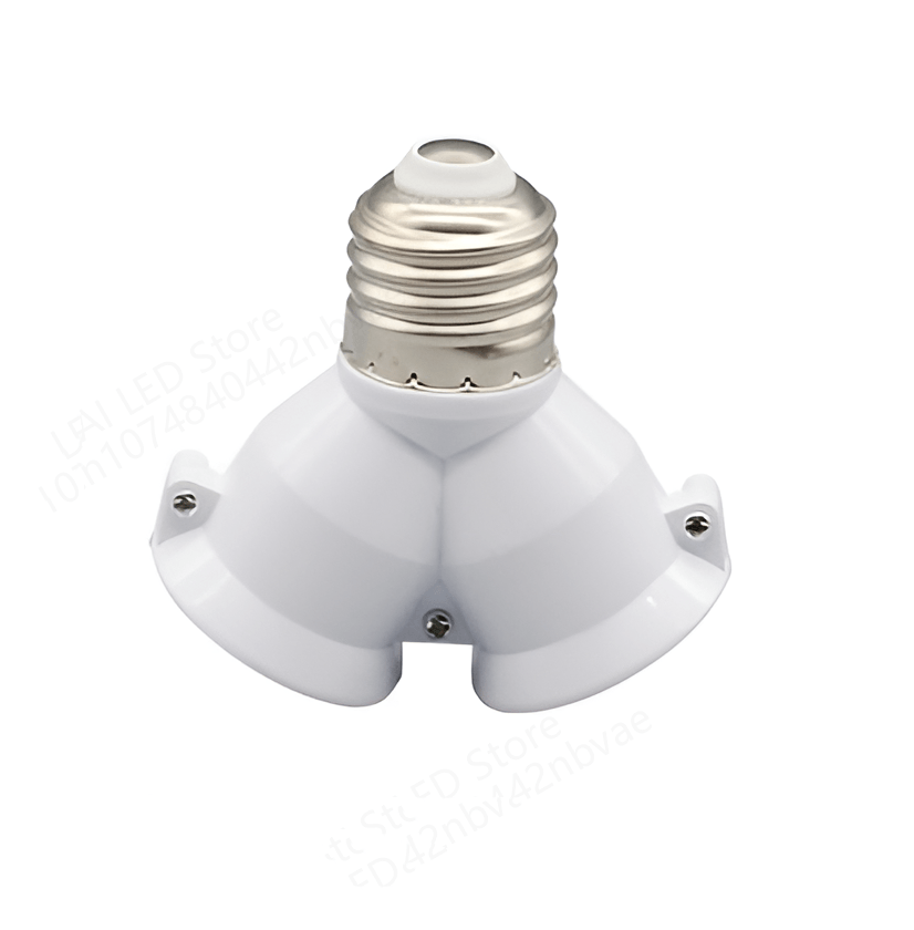 E27 Splitter 2 In 1 heads Adjustable AC85-265v 27 To E27 Base LED Bulb Adapter Converter Lamp Holder Socket Splitter: Beige