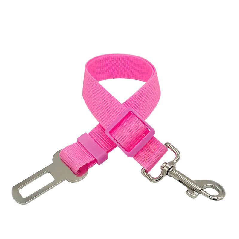 Arnés de seguridad ajustable para coche, correa de viaje con Clip, cinturón de seguridad, productos para perros y gatos, Correa Universal: Rosa