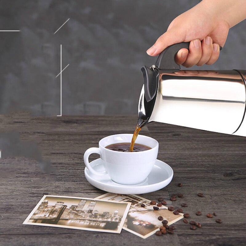 Rustfrit stål kaffekande maskine bryggerkedel bærbar espresso kaffemaskine moka barista pot