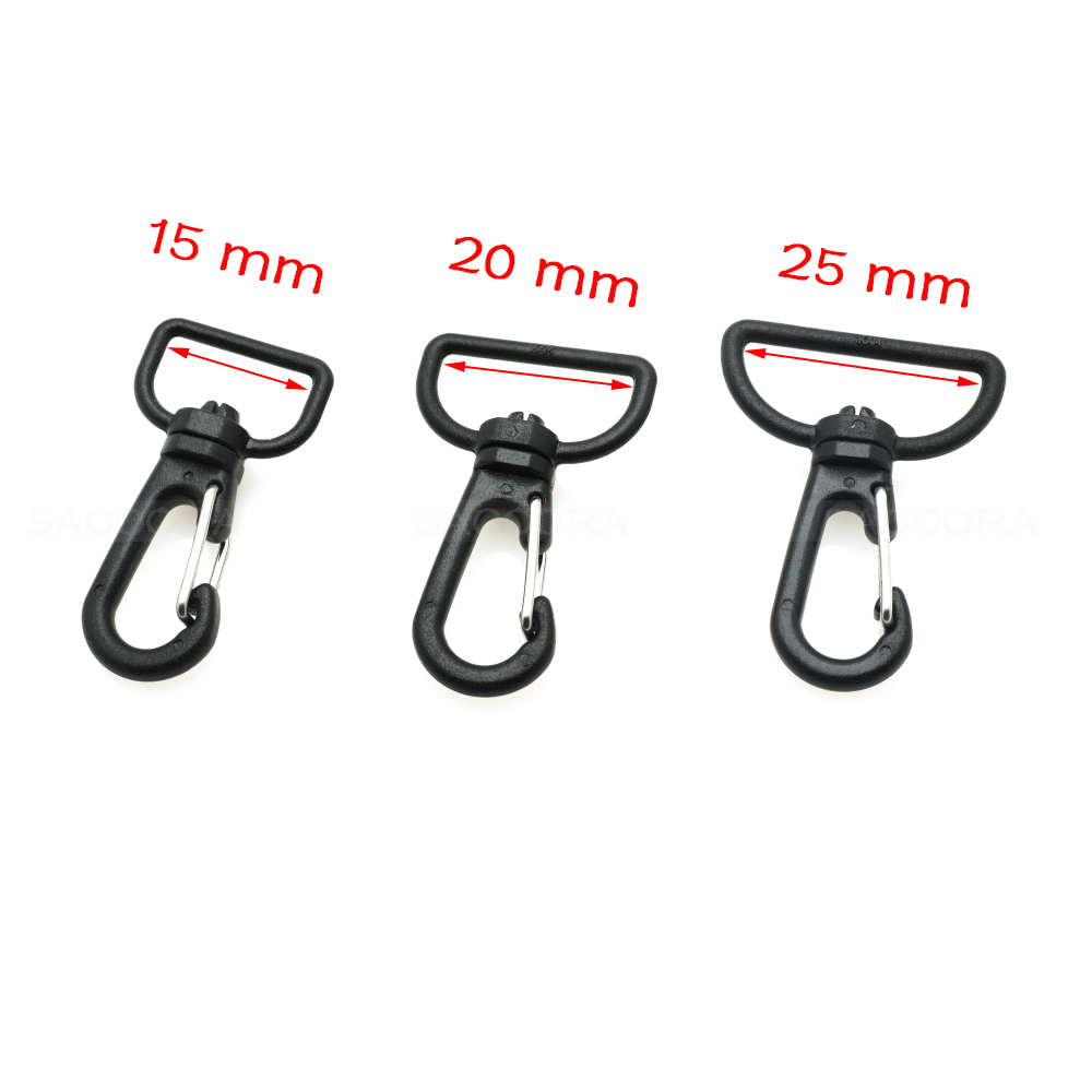 10pcs Plastic Swivel Snap Hook For Weave Paracord Lanyard Buckles Backpack Straps Webbing 15mm 20mm 25mm Black