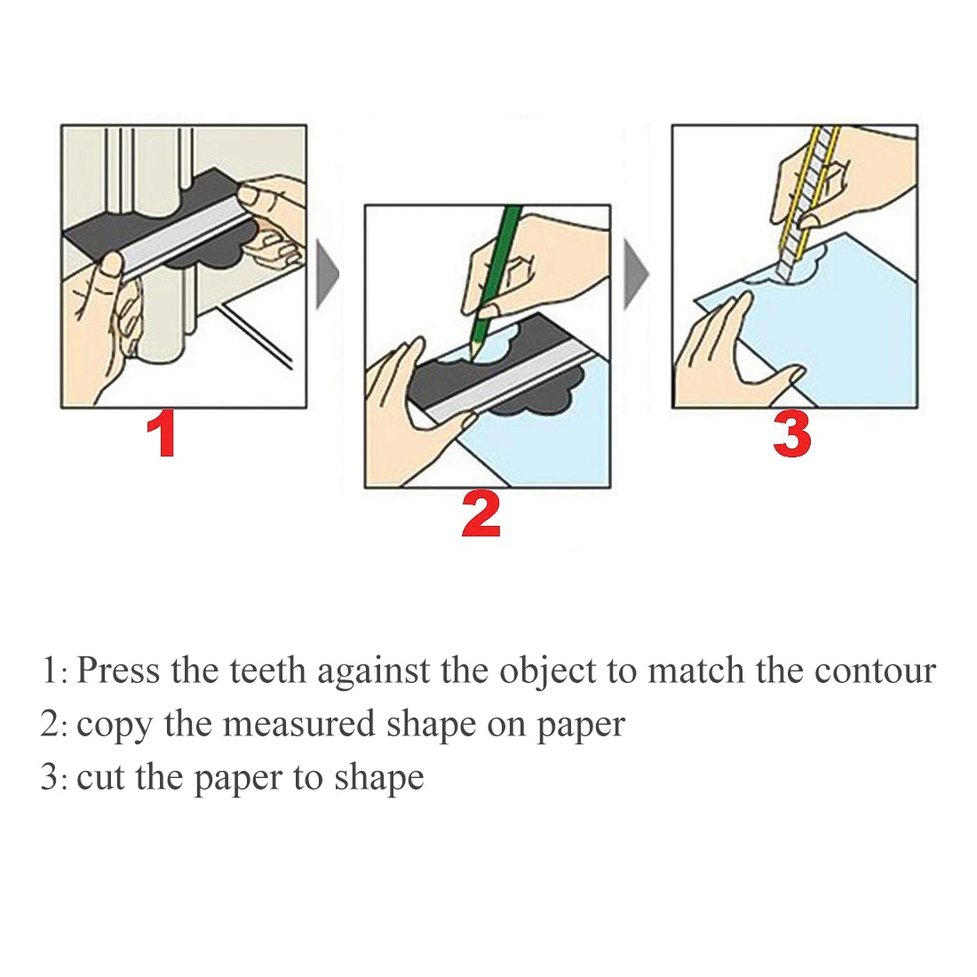 12/14/25cm Plastic Shape Contour Gauge Duplicator Profile Measurement Tool Meter Model Saker Contour Gauge Profile Tool