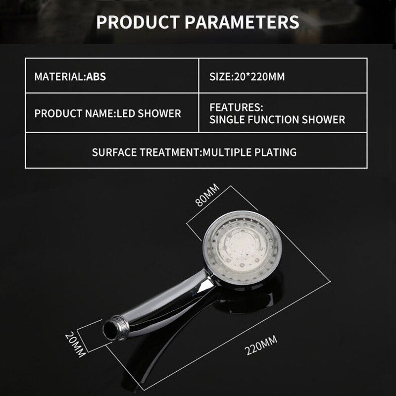 Led Shower Head High Pressure Water Saving Rotating Portable Spa High Pressure Shower Head for Bathroom Showerhead Handheld