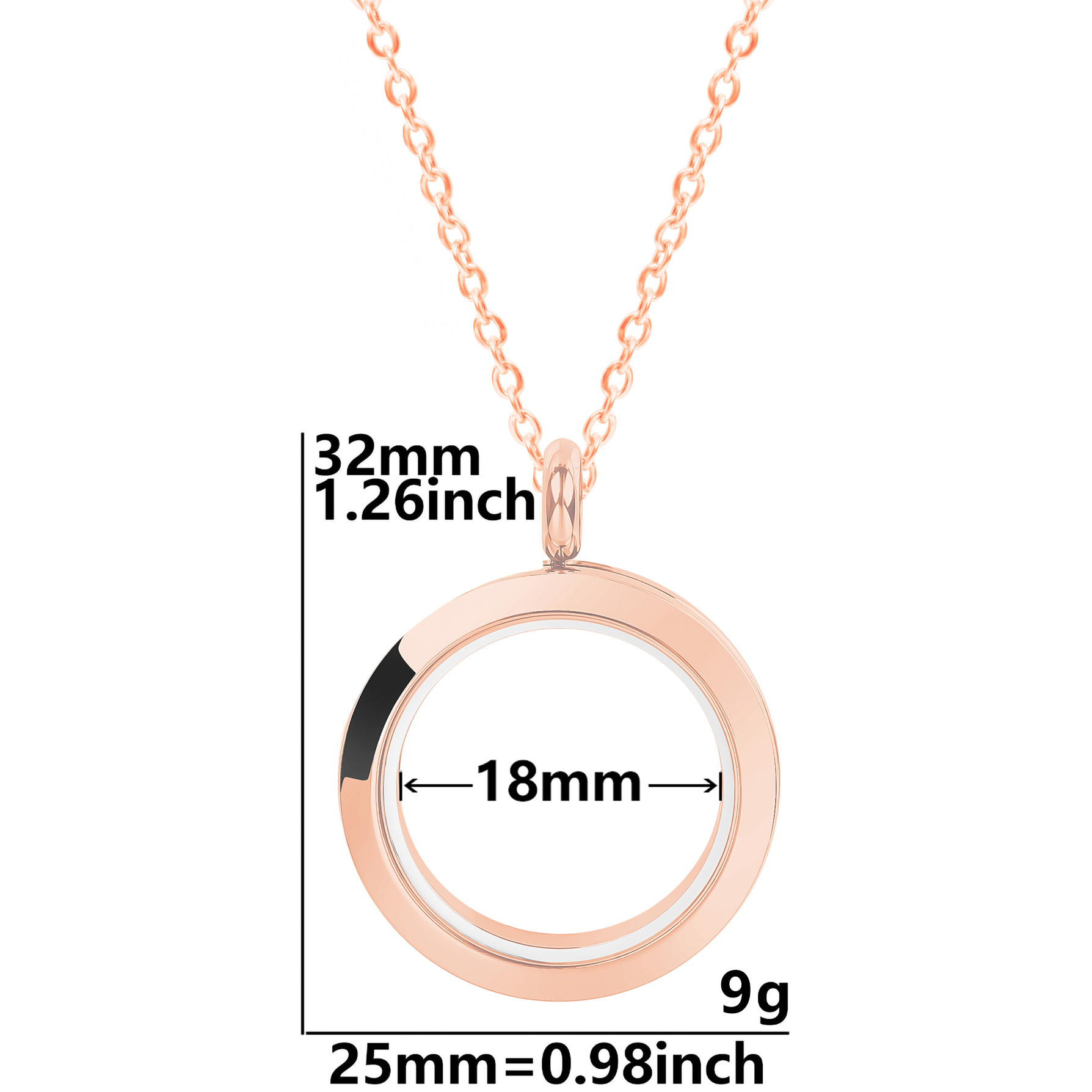 1Pc Stainless Steel Round Glass Floating Relicario Coin Holder Locket Pendant Women Necklaces Diy Hip Hop Collier Hommer Jewelry: Rhodium Plated