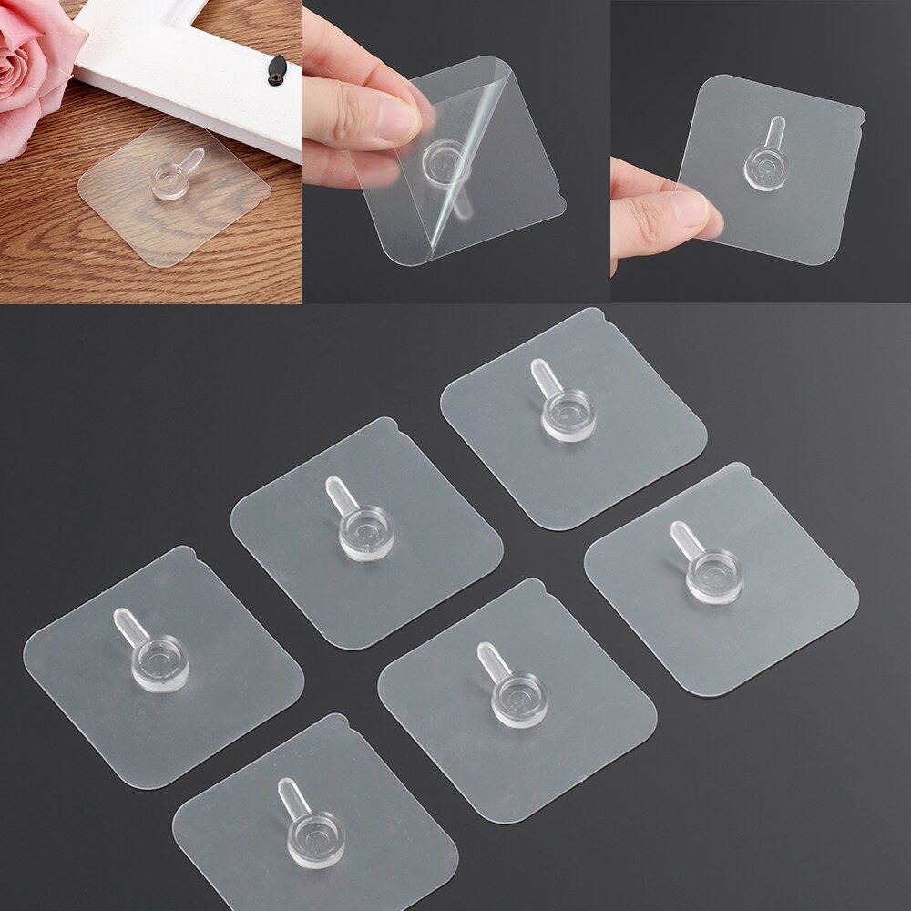10Pcs Seamless Strong Self Adhesive Hook Holder Wall Hanger Hanging kits For Photo Frame Painting Picture Poster Clock No Drill