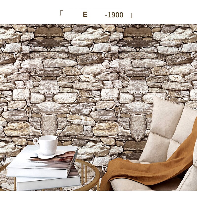 Wall Paper or Self Adhesive Shelf Paper 3D Faux Textured Stone Wall Look Waterproof 66CY