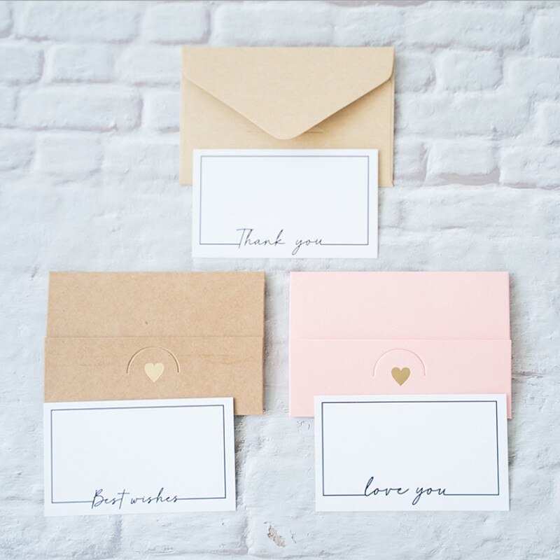 10 pièces/lot carte blanche carte vintage merci/bestwishs/aimez-vous 3 taille bénédiction Message anniversaire voeux