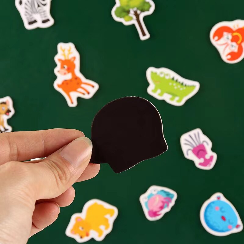 120PCS/LOT. Giraffe Sika deer crocodile Panda Turtle animals flowers soft magnet White blackboard magnet Kindergarten crafts OEM