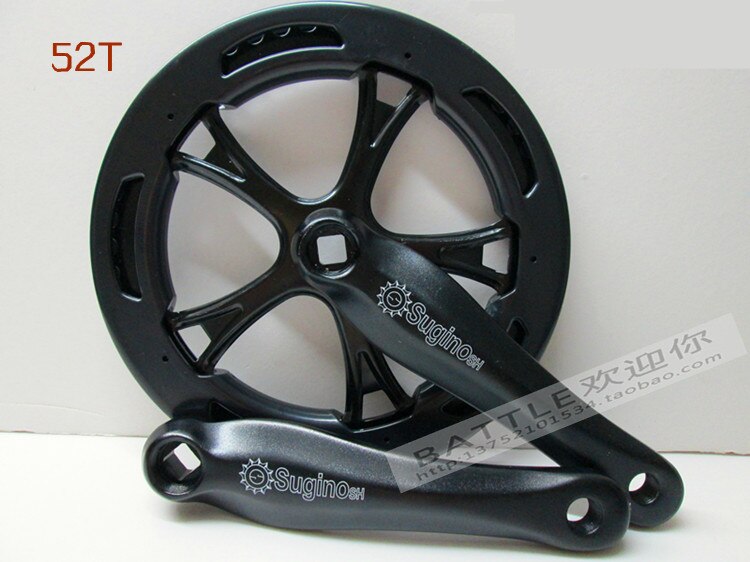 Road bike folding bicycle sprocket wheel aluminum alloy single speed sprocket 52T double chain sprocket wheel bicycle parts: Black