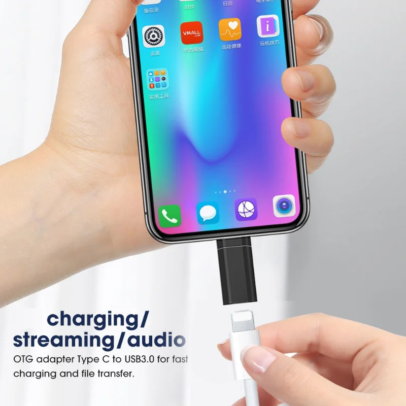 Adaptador Micro USB tipo C macho a IOS hembra, conector de sincronización de datos, convertidor de carga para Apple, teléfono móvil Android, adaptador de computadora portátil