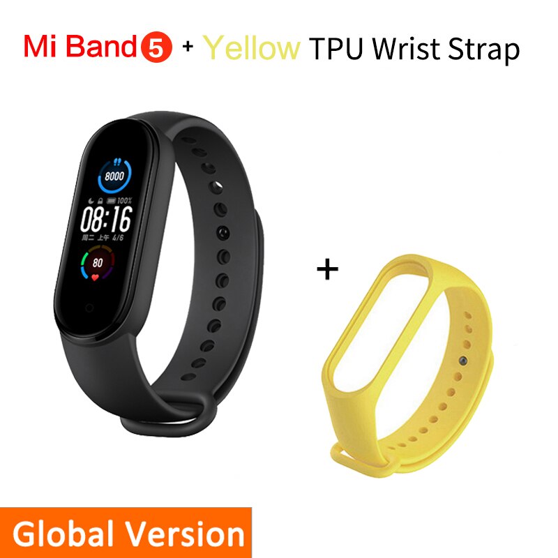 Xiaomi Mi Band 5 Smart Bracelet 1:1 large AMOLED Screen Heart Rate Fitness Traker Bluetooth 5.0 Sport Waterproof band 5: Global Add yellow