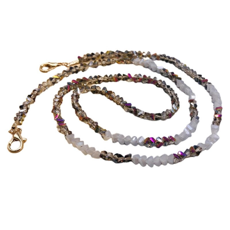 Ręcznie pleciony imitacja kryształu maska łańcuszek smycz okularowy anty-zgubiony uchwyt biżuteria naszyjnik z koralików pasek smycz: 3szary