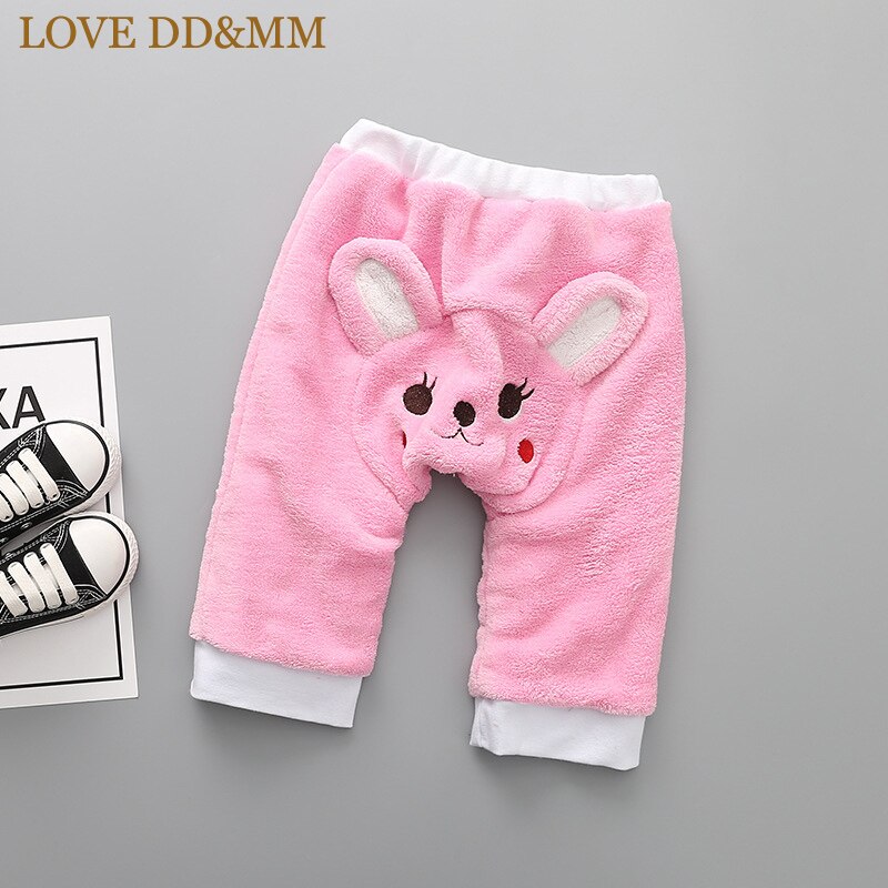 Liefde Dd & Mm Baby Kleding Broek Winter Jongen Meisje Kleding Baby Baby Warm Koraal Fluwelen Borduurwerk Dier big Butt Broek