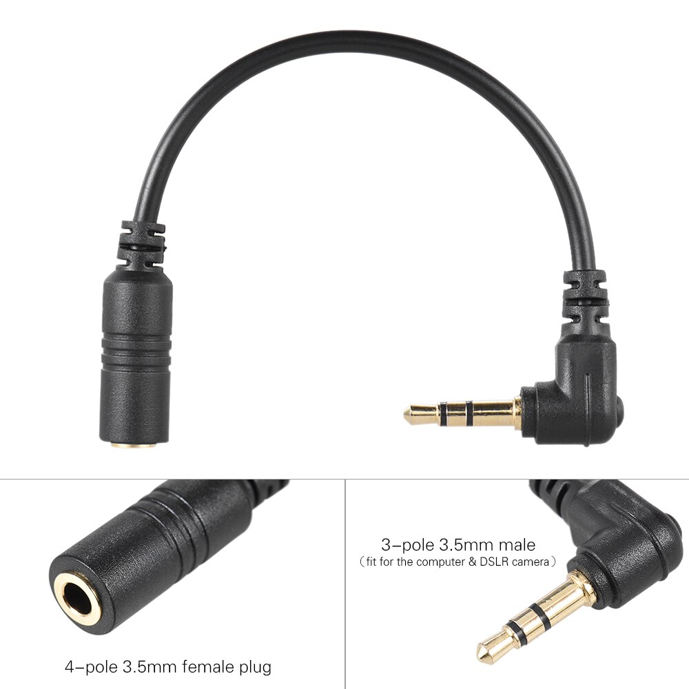3.5Mm Microfoon Adapter Kabel Smartphone Mobiel Microfoon Mic Fit Voor Pc Computer Dslr Camera Adapter