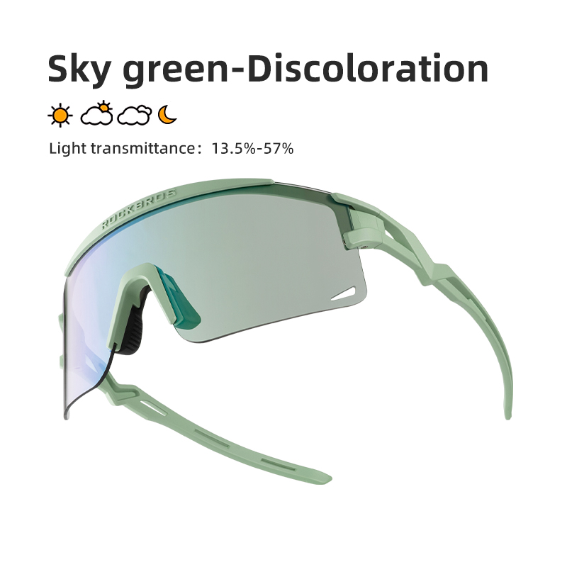 Rockbros óculos de ciclismo fotocromáticos para homens e mulheres, óculos de sol ultraleve para ciclismo durante todo o dia, meia armação, proteção uv, estrada: Prateado
