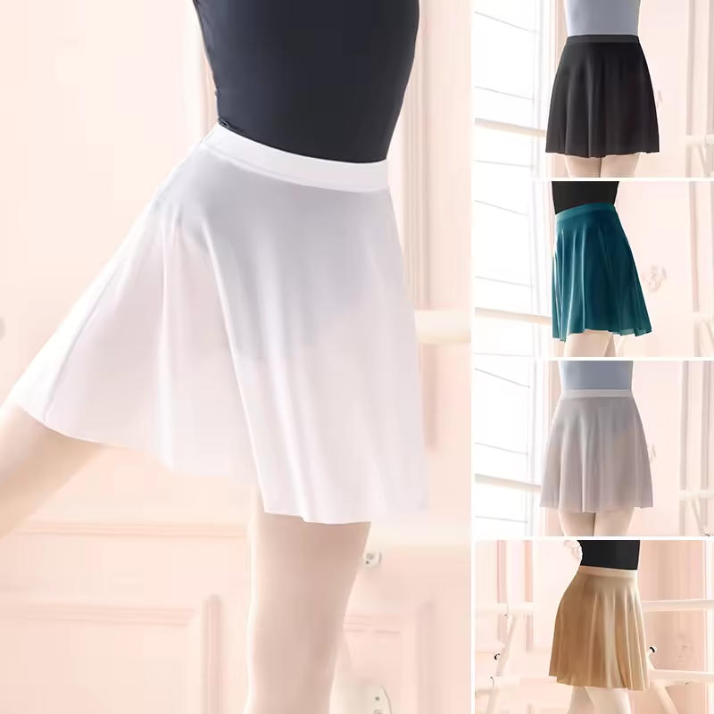 Falda de ballet de malla suave para mujer, faldas de baile negras, ropa de bailarina con cintura elástica, extraíble