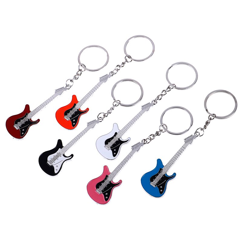 1PCS Mini Metal Classic Electric Guitar Keychain Key Car Chain Guitar Key Ring Musical Instruments Pendant For Man Women 6Colors