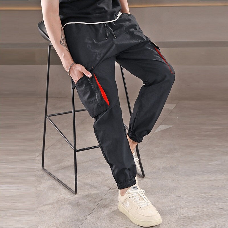 Sport Cargo Broek Mannen Multi-Pocket Functionele Sport Broek Jeugd Tij Geweven Casual Mannen Fitness Broek Jogger broek