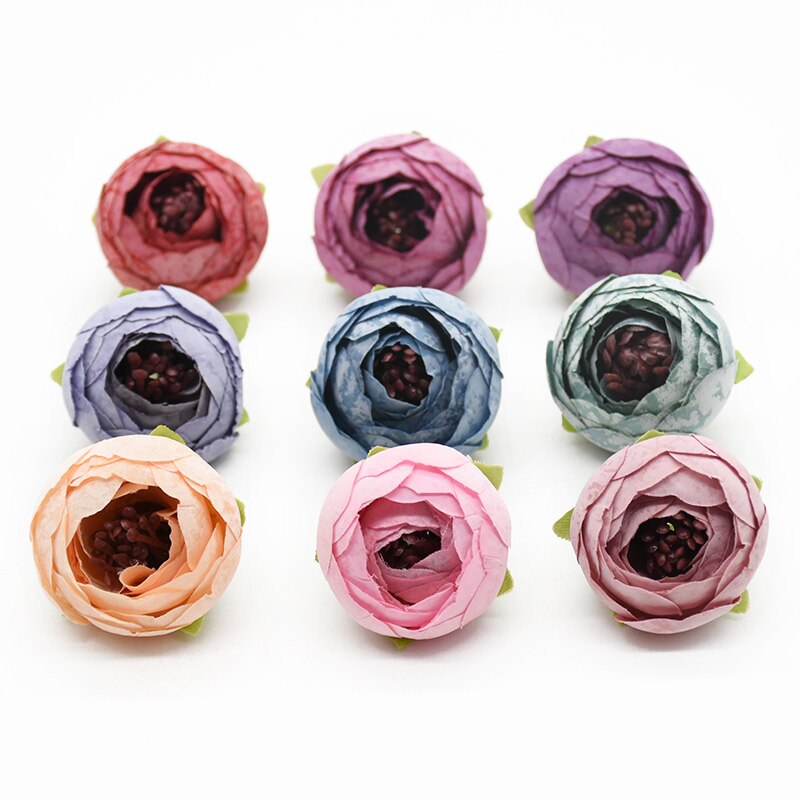 100 sztuk sztuczne kwiaty jedwabny pąki herbaty róże akcesoria robić dekoracji domu Diy broszka ślubna Scrapbooking nakrycia głowy kwiat na nadgarstek