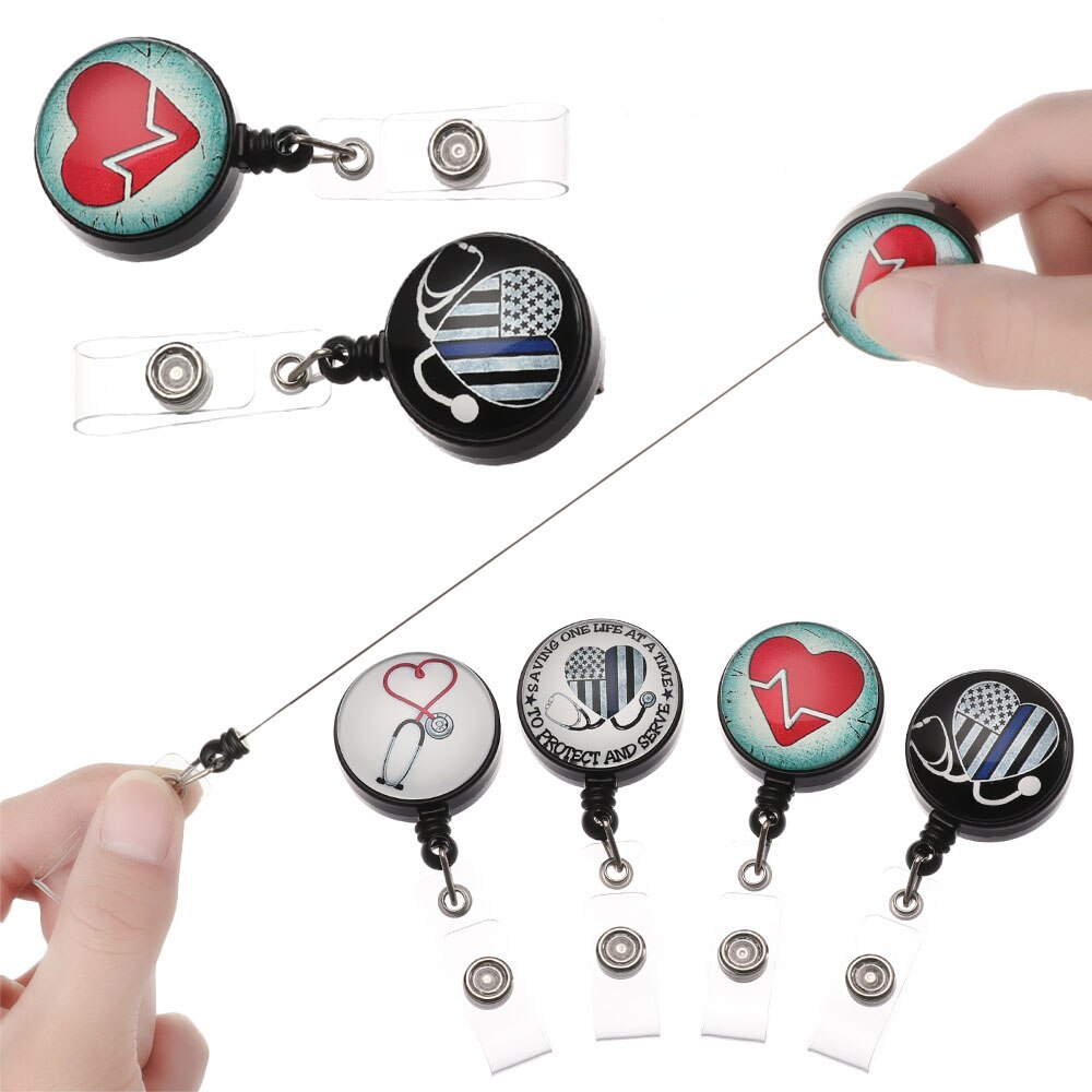 Verpleegkundige Display Id Naam Card Badge Holder Hartvormige Intrekbare Badge Reel