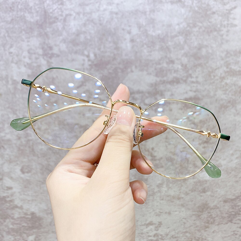Metal Glasses Frame Adult Anti Blue Light Irregular Round Glasses Unisex Water Transparent Eyewear Frames