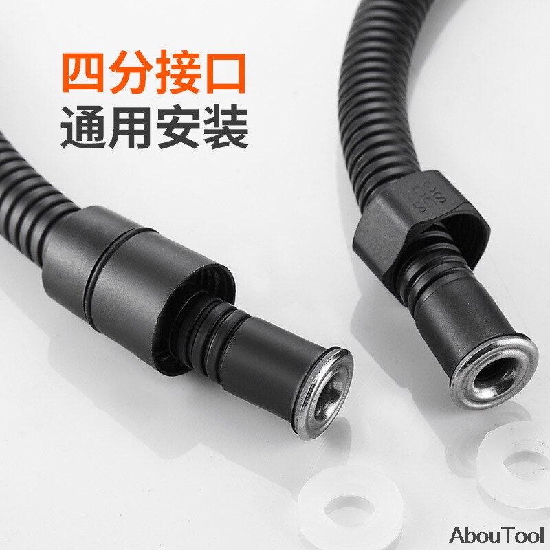 Zwart Doucheslang 150Cm 200Cm Badkamer Kraan Douche Buis Roestvrij Flexibele Slang Sanitair Explosieveilige Zilveren Pijp 1/2