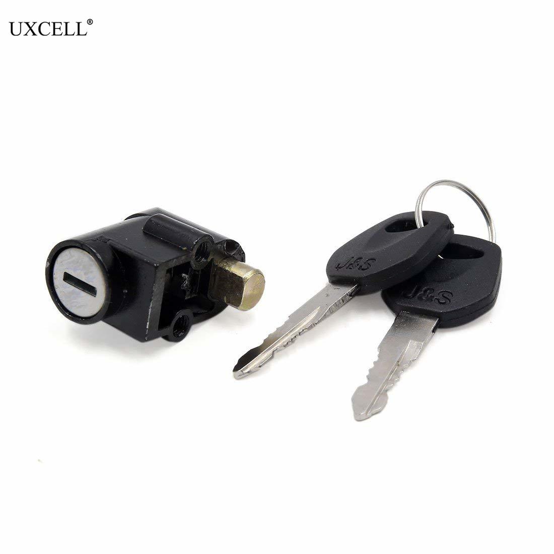 Uxcell Stainless Steel Motorcycle Steering Lock w Two Keys for Suzuki GN125 Black