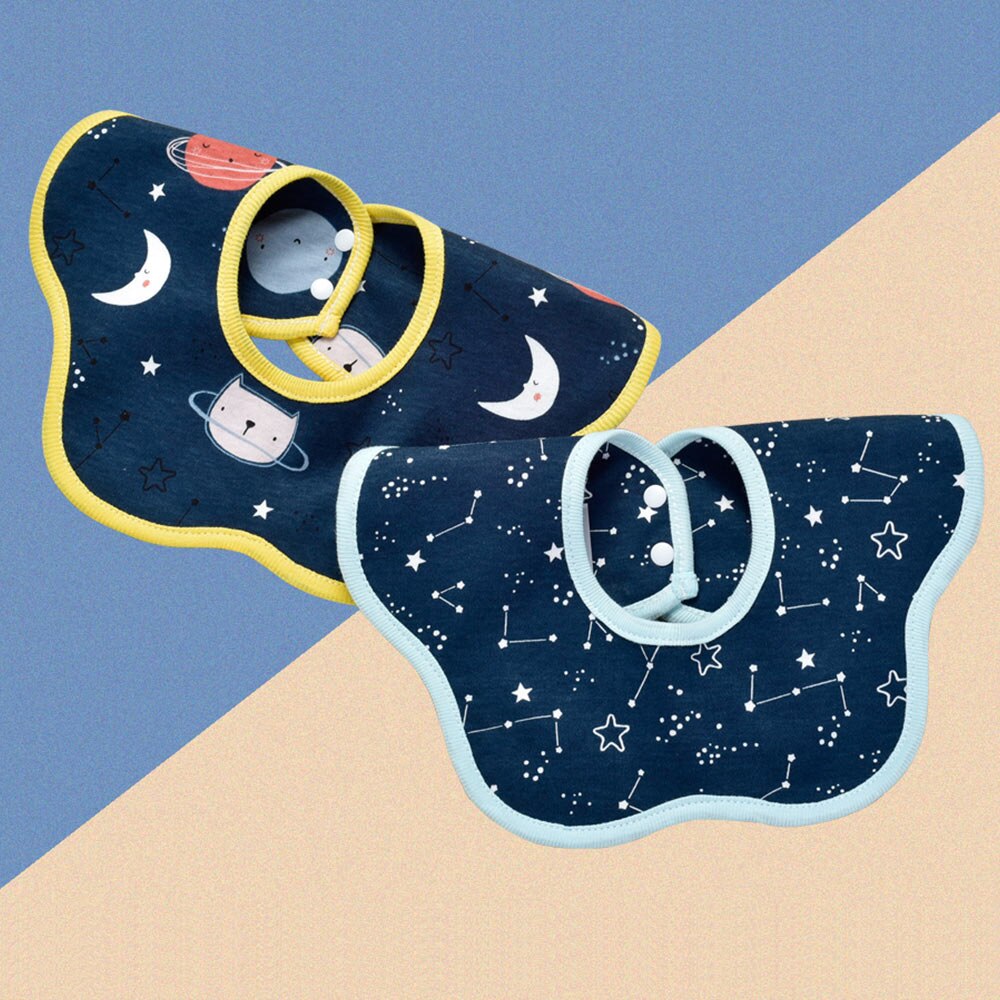 Insular Cartoon Print Baby Slabbetjes 360 Graden Draaibare Bandana Bib Waterdicht Eenvoudig Te Reinigen Speeksel Handdoeken Baby Kant Burp Doek: Space
