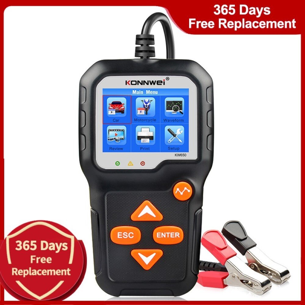 KW650 Car Motorcycle Battery Tester 6V/12V Battery System Analyzer 2000CCA Charging Cranking Test Charging Test Tool for The Car