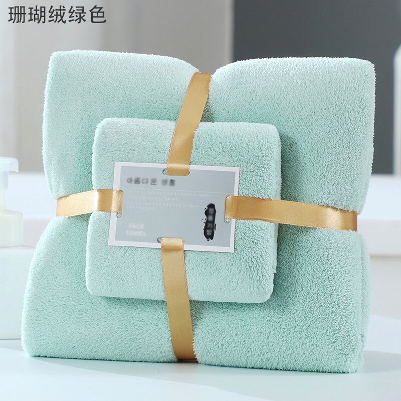 1 einstellen Luxus Super Weiche Handtuch einstellen Hohe saugfähig Schlecht Handtuch + Gesicht Handtücher Solide Farbe Schlecht Handtücher für Erwachsene korallen Vlies: Grün