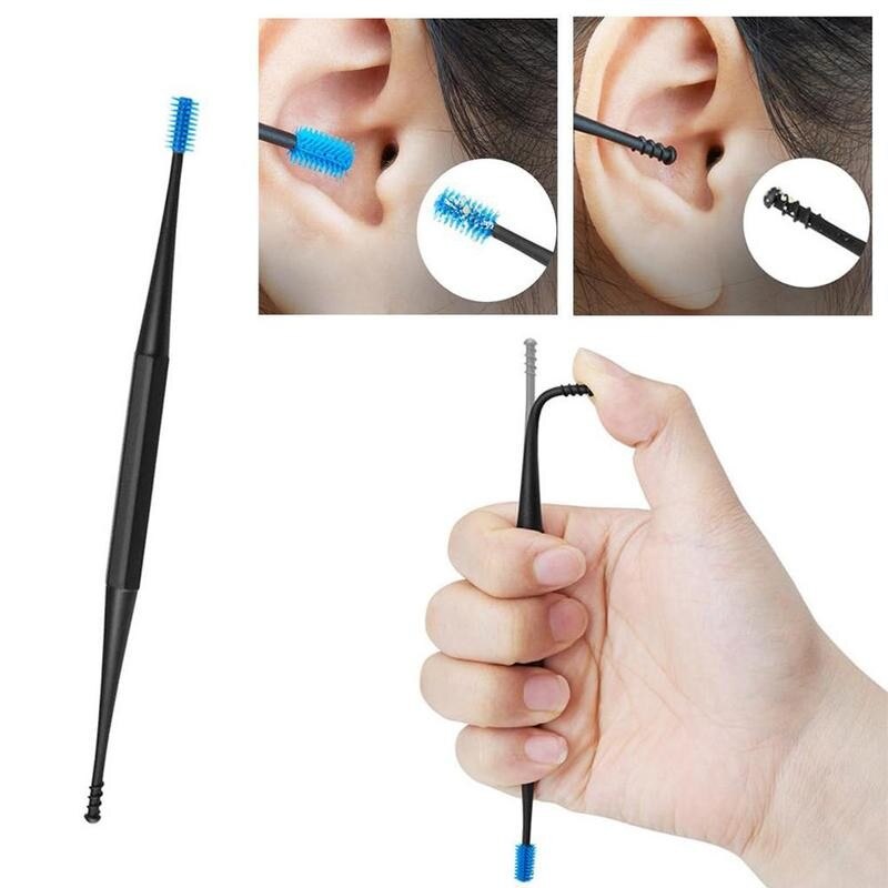 Cure-oreille en Silicone souple, cure-oreille à Double extrémité, dissolvant de cire d&#39;oreille, cuillère, outil de nettoyage des oreilles, 1 pièces