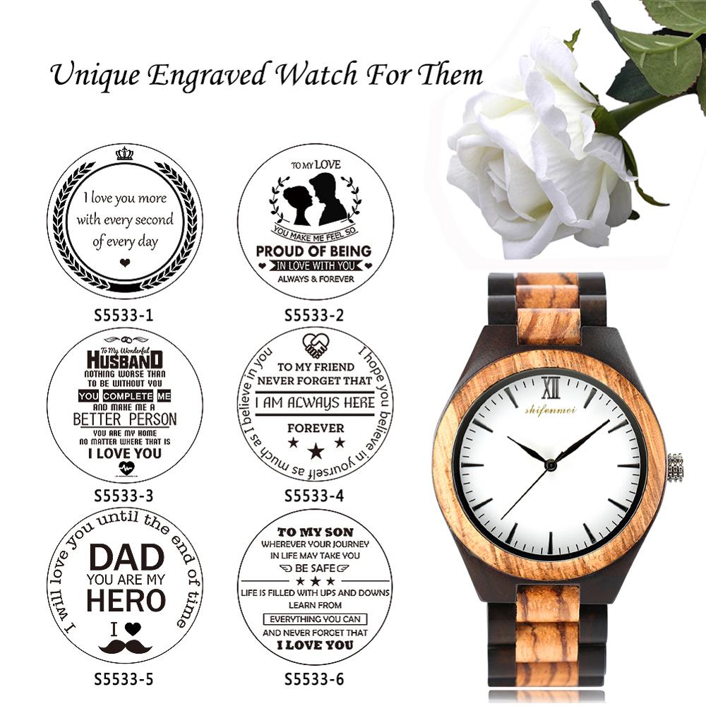 Shifenmei Holz Uhren Herren Gravur Männer Sport Uhren Quarz Armbanduhr Brauch Holz Uhr Relogio Masculino