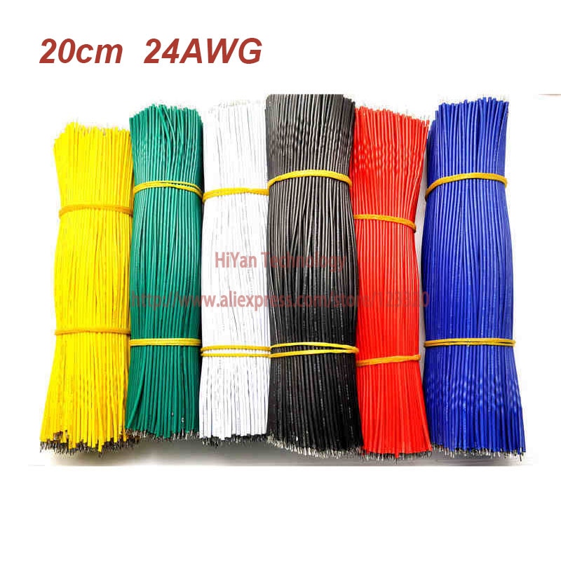 (50 stks/partij) 20 cm 200mm 24AWG Kleuren Dubbele Vertind Tin Plated Elektronische Koperdraad Jumper Wire Kabel te Lassen
