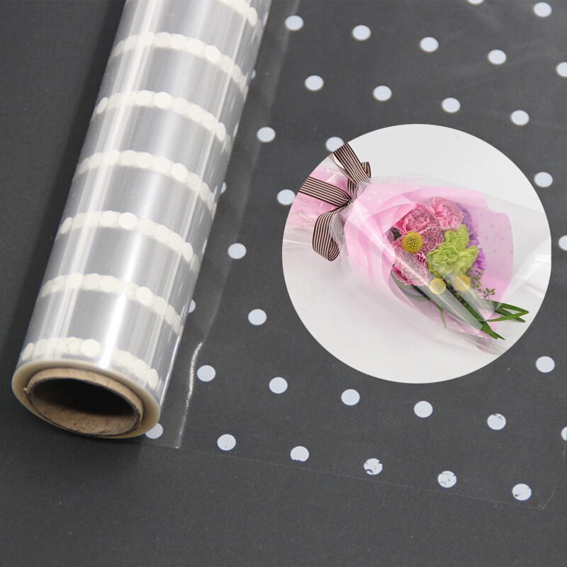 Ronde Dot Transparante Verpakking Papier Cellofaan Roll Waterdicht Bloem Verpakking Papier Vasthoudend Voor Pakket