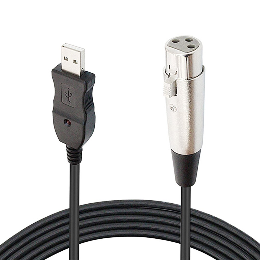 2.8m USB Microphone Cable USB to XLR Female Microphone Cable Cord Adapter Computer Connecting Conversion Line MIC Link Cable